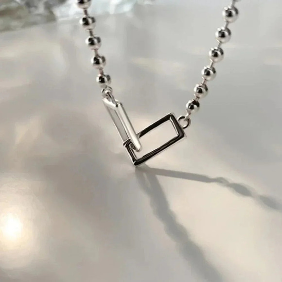 925 Sterling Silver Rectangle Link Bracelet Bead Silver Dainty Bracelet - Picture 4 of 4